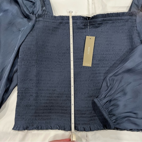 J.Crew Squareneck Smocked Featherweight Satin Top - Large - Picture 5 of 8
